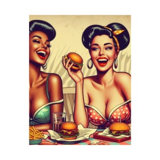 pin up girls eating burgers T-Shirt