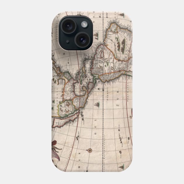 Vintage Map of North and South America (1658) Phone Case by Bravuramedia