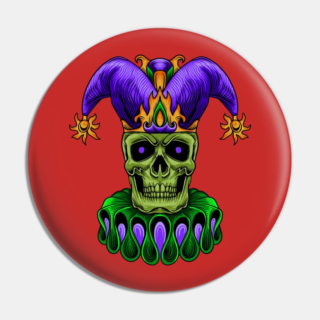 Skull Clown Illustration Pin by Mako Design 