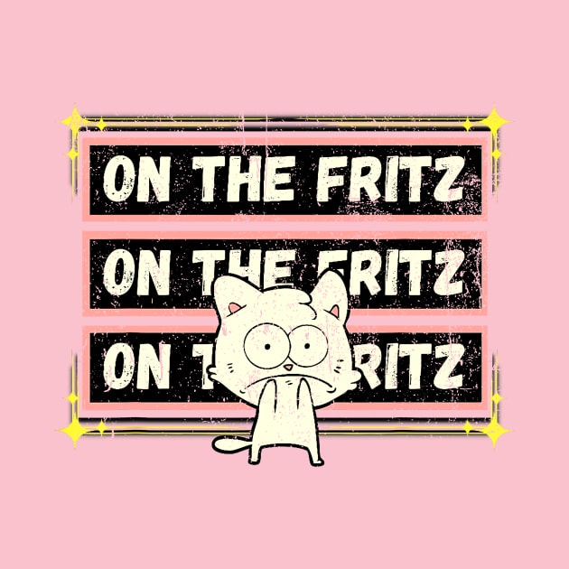 Funny edgy white cartoon cat On the Fritz a Frit by EliDidias