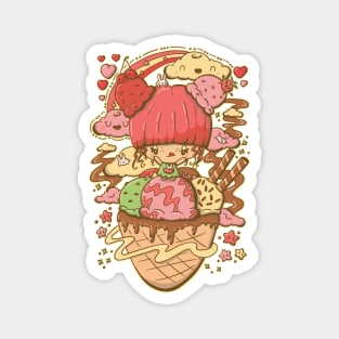 Cute strawberry and cherry ice cream bubble head cutie Magnet