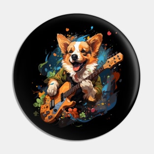 Corgi Playing Guitar Pin