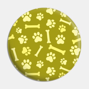 Pet - Cat or Dog Paw Footprint and Bone Pattern in Yellow Tones Pin