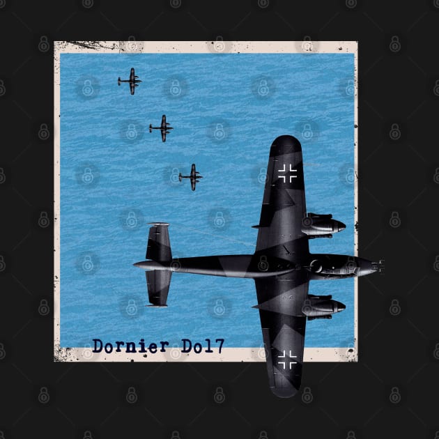 Dornier Do17 WW2 bomber airplane over the ocean by Jose Luiz Filho