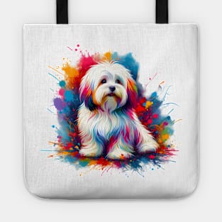 Coton de Tulear in Vivid Splash Color Art Tote