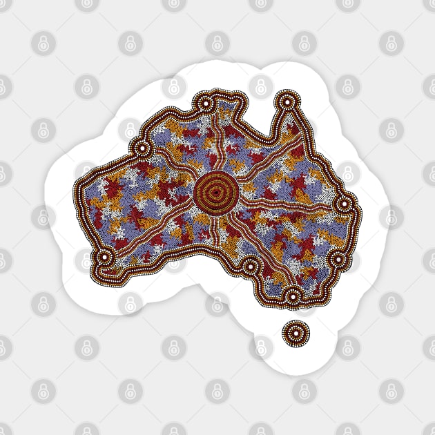 Aboriginal Map Australia Magnet by hogartharts