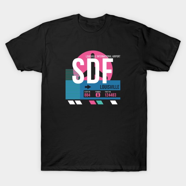 Now Boarding Louisville (SDF) Airport || Sunset Baggage Tag T-Shirt