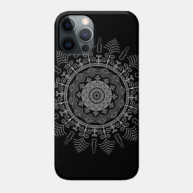 White Mandala on Black Background - Mandala - Phone Case | TeePublic