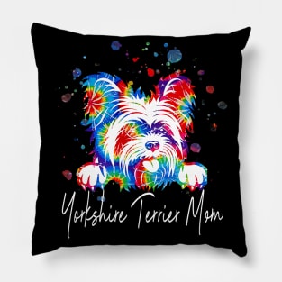 Yorkshire Terrier Dog Colorful Rainbow Pillow