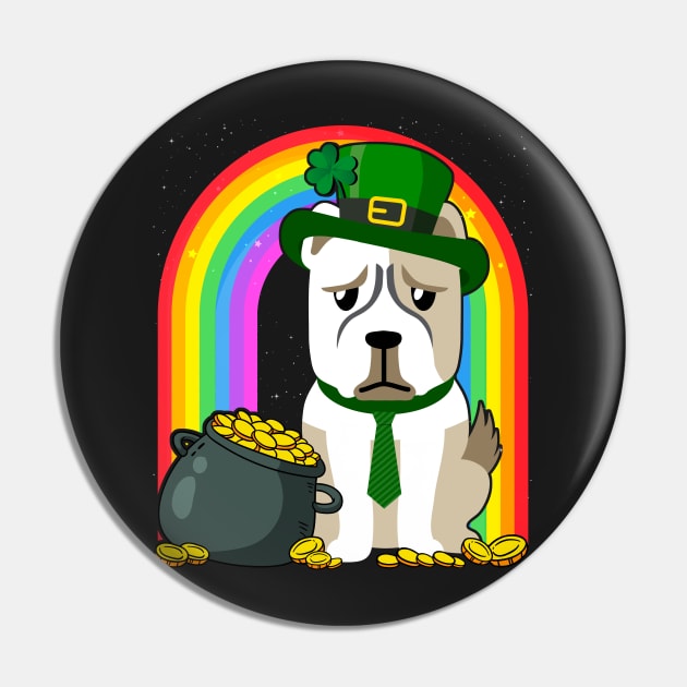 American Bulldog Rainbow Irish Clover St Patrick Day Dog product Pin by theodoros20