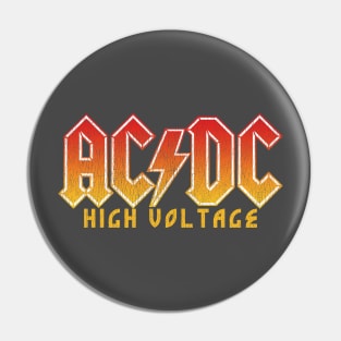 Vintage ACDC Distressed Satire Tribute Hard Rock Heavy Metal Logo Pin