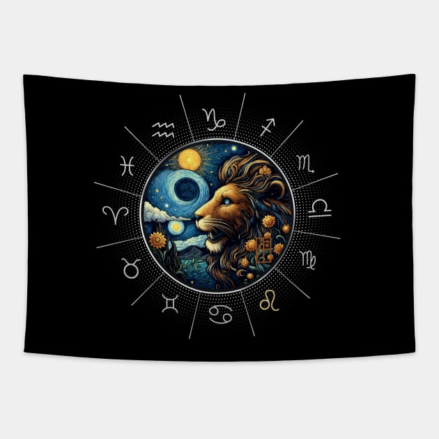 ZODIAC Leo - Astrological LEO - LEO - ZODIAC sign - Van Gogh style - 11 Tapestry by ArtProjectShop