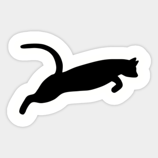 Black Cat Silhouette Jumping Black Cat Silhouette Sticker