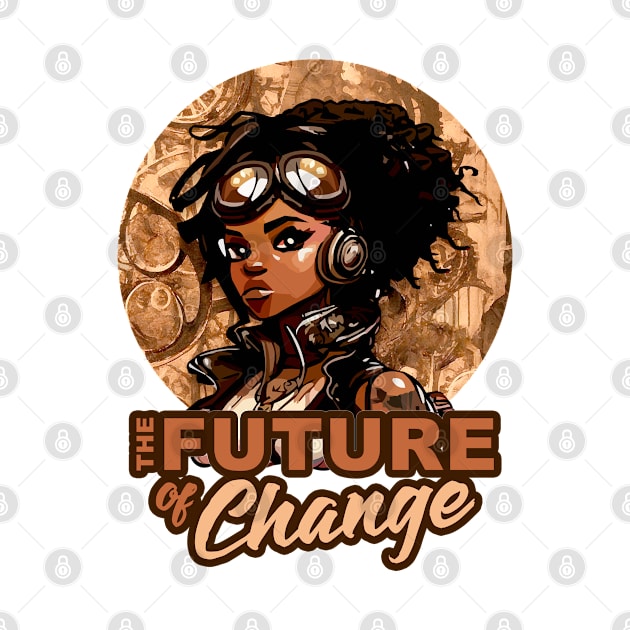 Future of Change Steampunk Anime Black Girl Empowerment by Irene Koh Studio