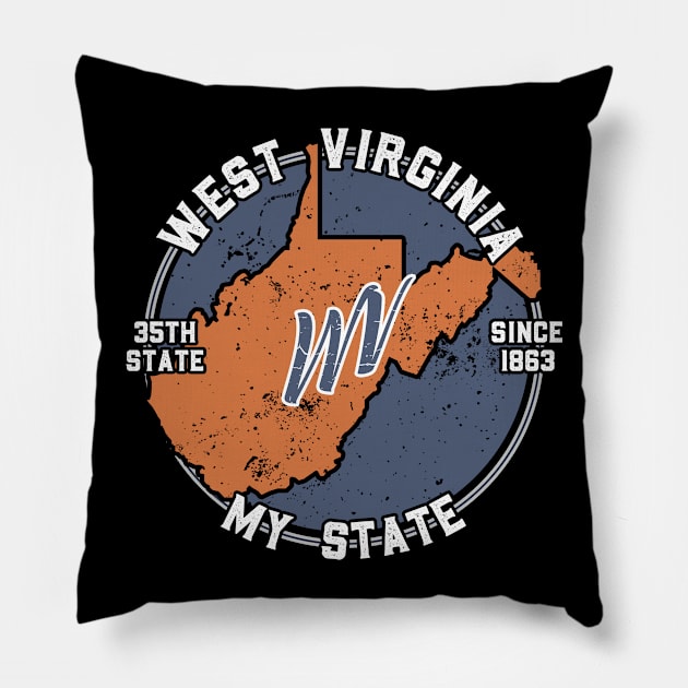 West Virginia My State Patriot State Tourist Gift Pillow by atomguy