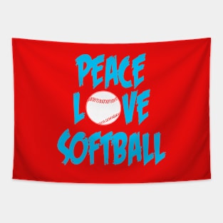 Peace Love Softball Tapestry