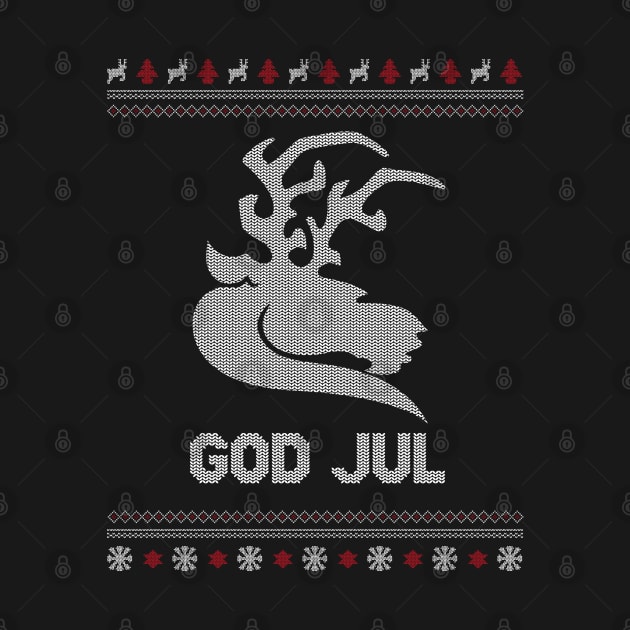 God Jul Merry Christmas Norway Sweden Viking Reindeer Xmas Shirt by stearman