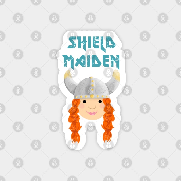 Cute Viking Shield Maiden Magnet by VicEllisArt