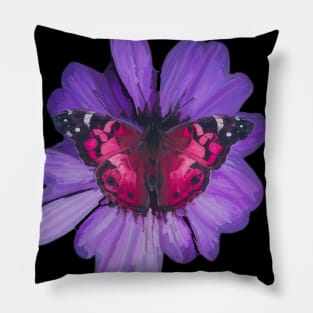 Purple Butterfly Lilac Flower Pillow