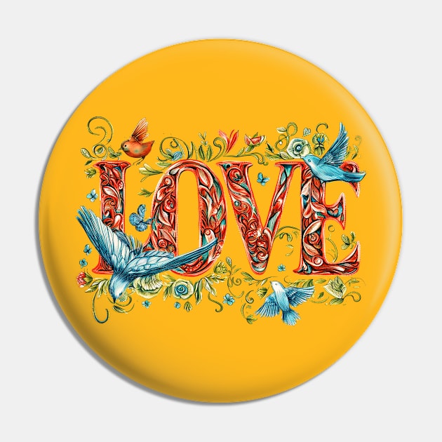 Colorful Valentines Love and birds adorn this beautiful Valentines Day design Great for lover wife daughter girl friend mom mother Happy Valentines Day Pin by Tees 4 Thee