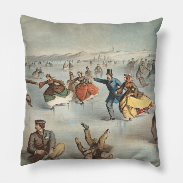 Vintage Central Park Ice Skating Painting 1861 Ice Skating