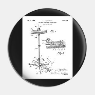 Hi Hat Drum Patent - Drummer Art - Black And White Pin