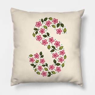 Floral Monogram Letter S Pillow