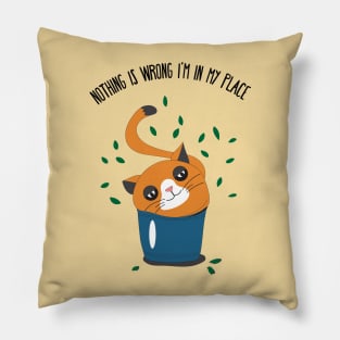 Cute cat in the pot, funny cat, cute animal Pillow