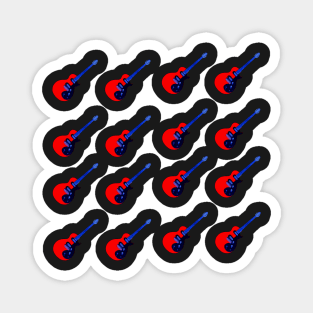 Cool Red Blue Electric Guitar Pattern Magnet