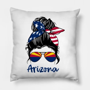 Arizona girl Messy bun , American Girl , Arizona Flag Pillow