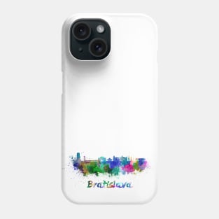 Bratislava skyline in watercolor Phone Case