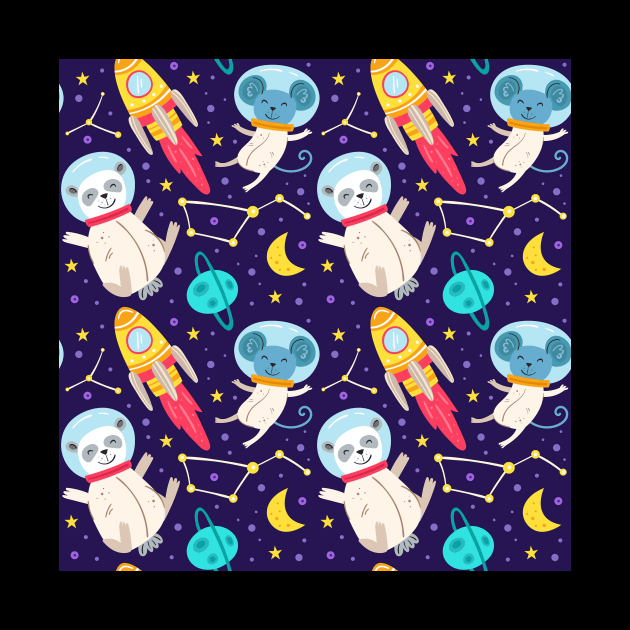 Panda And Mouse As Astronauts Pattern by NoPlanB