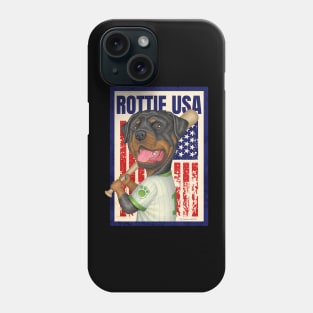 Rottie red white blue pastime Rottweiler Holding Baseball Bat USA Phone Case