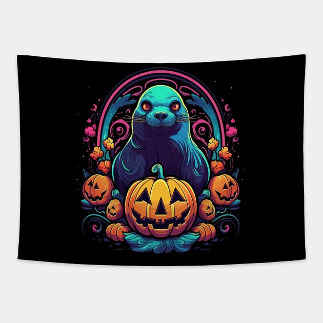 Sea Lion Halloween Tapestry by JH Mart