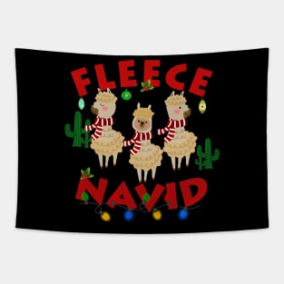 Fleece Navidad Llama Christmas Lights Funny Cute Xmas Gift Tapestry