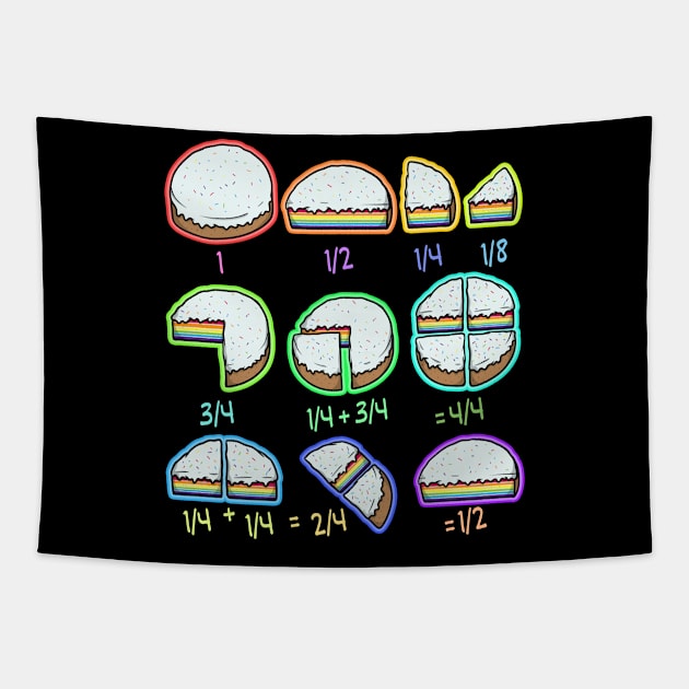 Cool Rainbow Cake Quick Maths Fractions Teacher School Shirt Tapestry by Khal1