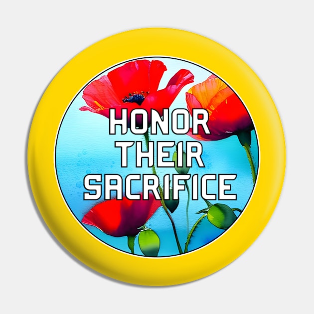 Honor Their Sacrifice Memorial with Red Poppy Flowers Pocket Version (MD23Mrl006d) Pin by Maikell Designs