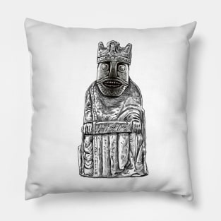 Oseberg Chess King: A Unique Twist on the Classic Lewis Chessmen Design Pillow