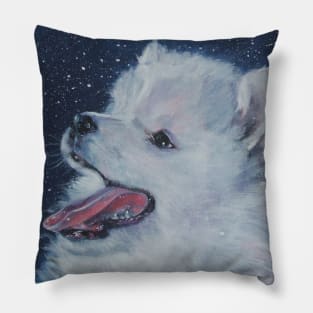 samoyed Fine Art Painting Pillow