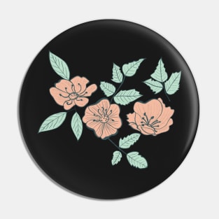 California Wild Rose Pastel Botanical Pattern Pin