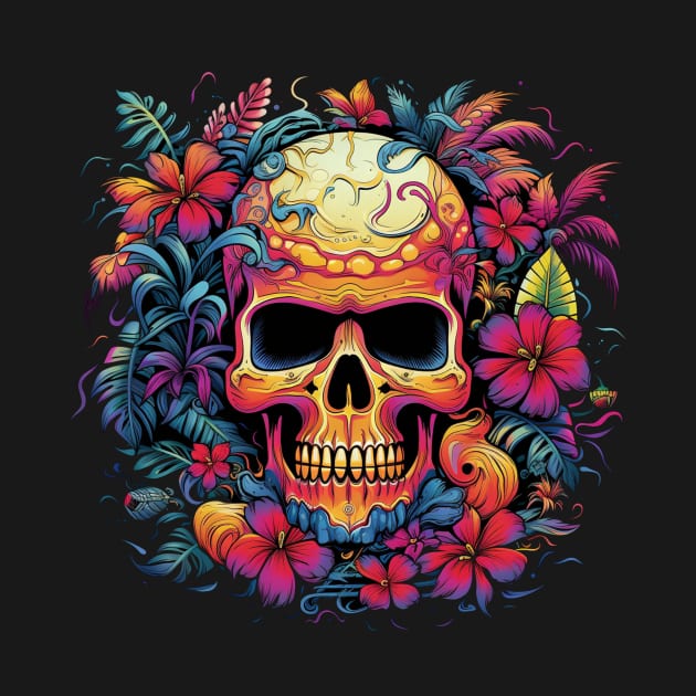 Tropical Pirate Skull by Psycho Slappy