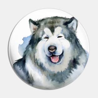 Watercolor Alaskan Malamute - Dog Lovers Pin