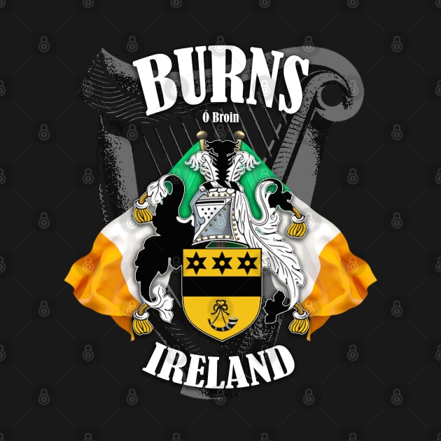 Burns Family Crest Ireland Coat of Arms and Irish Flags by Ireland