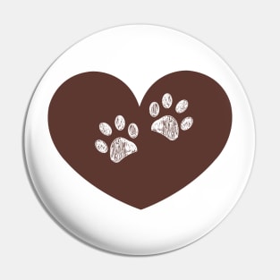 brown heart doodle paw prints symbol Pin