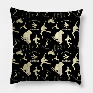 Figure Skating Life- Graphic Design Style 2-Digital Gold Foil on Black Pillow