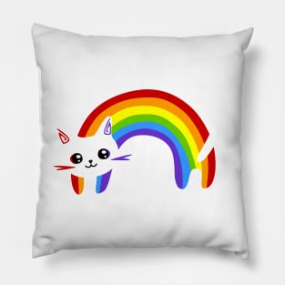 cute rainbow cat Pillow