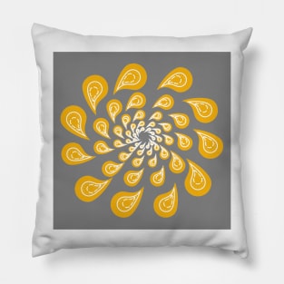 Radial mustard and grey pattern Pillow