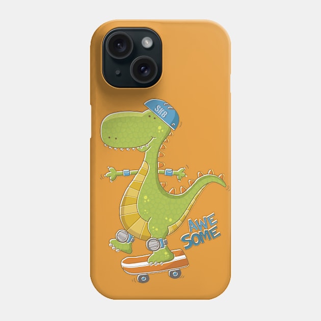 Dinosaur Skateboarding Phone Case by vaughanduck