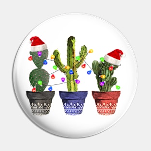 Cactus Christmas Lights Decoration Santa Hat Cactus Lovers Pin