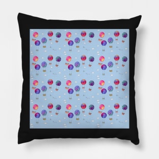 Whimsical Balloon Pattern with a light blue background Pillow